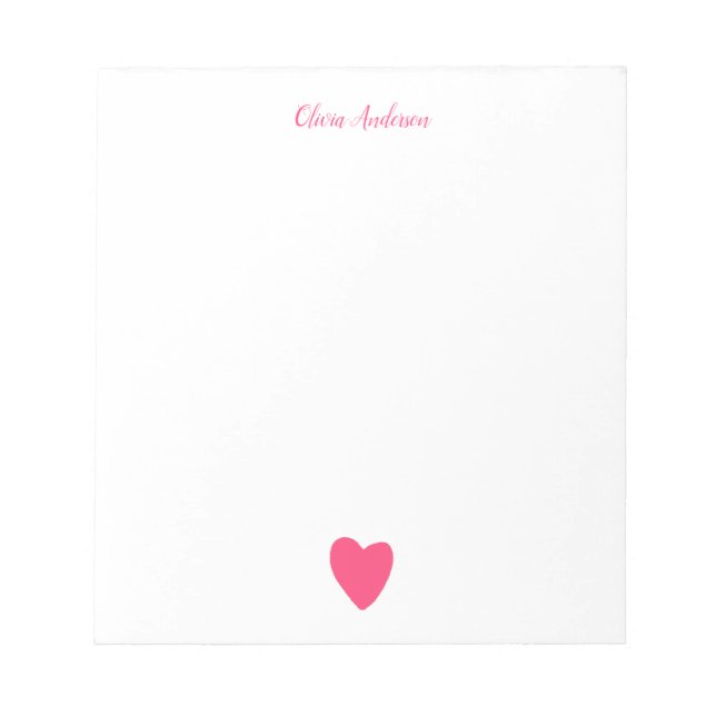  Pink Heart  Valentine's Day Personalised  Notepad (Front)