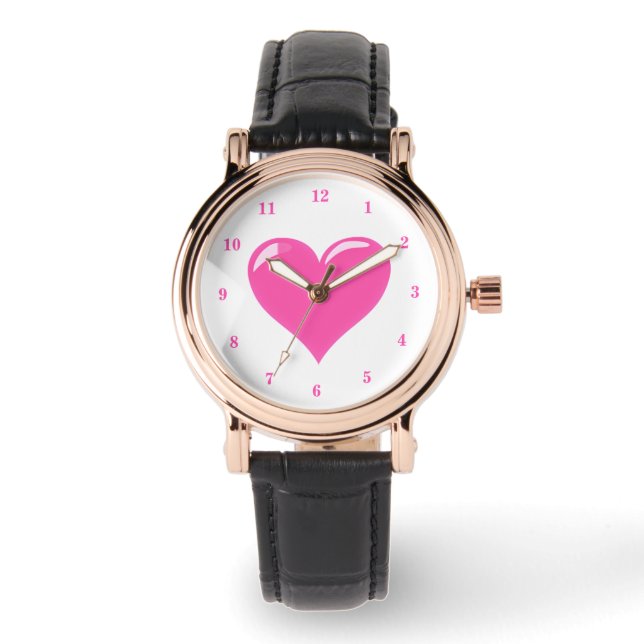 Pink Heart Watch Love Gift (Front)