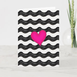 Pink Heart Wavy Lines Card