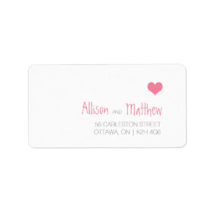 Pink Heart Wedding Address Label