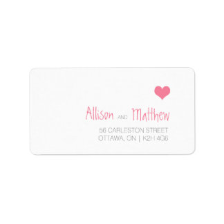 Pink Heart Wedding Address Label