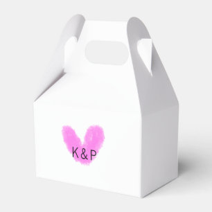Pink heart wedding couple name letter monogram rom favour box