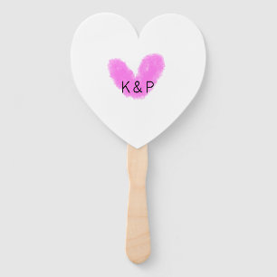 Pink heart wedding couple name letter monogram rom hand fan