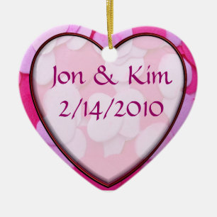 Pink Heart Wedding Favour Ornament Gift