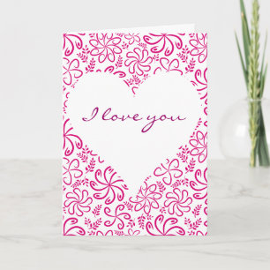 Pink heart with flowers Greeting Card