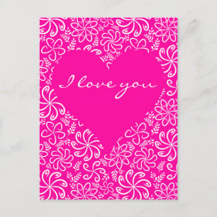 Pink Heart with flowers Postcard