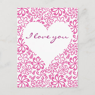 Pink Heart with flowers Postcard
