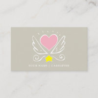 Pink Heart With Wings Caregiver On Blue Business