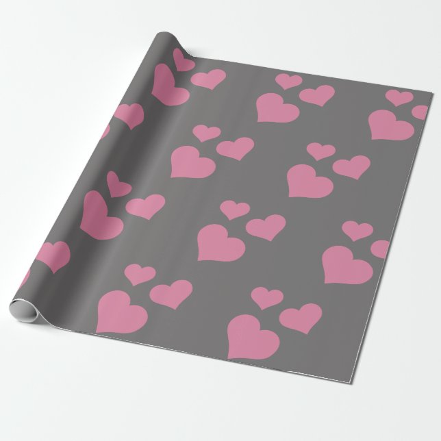 Pink Heart Wrapping Paper (Unrolled)
