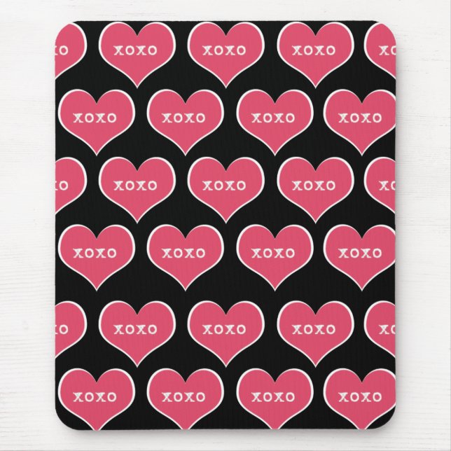 Pink Heart XOXO Mousepad (Front)