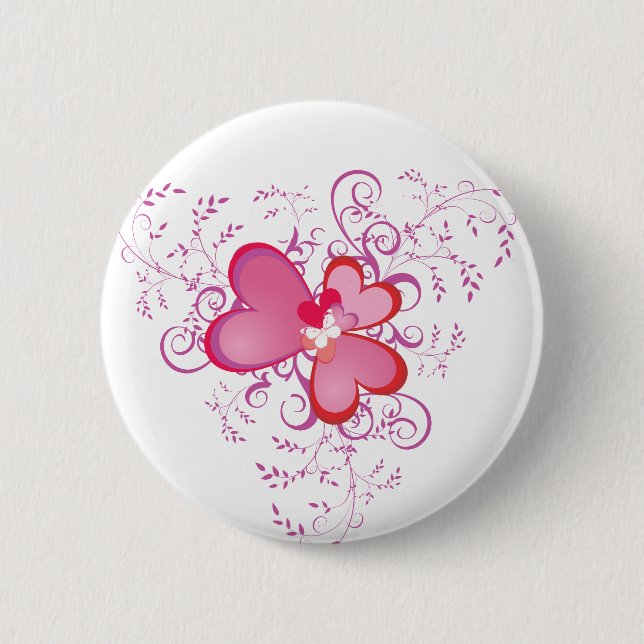 Pink Hearts 6 Cm Round Badge (Front)