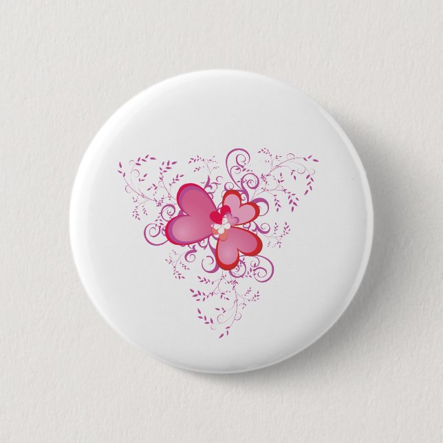 Pink Hearts 6 Cm Round Badge (Front)