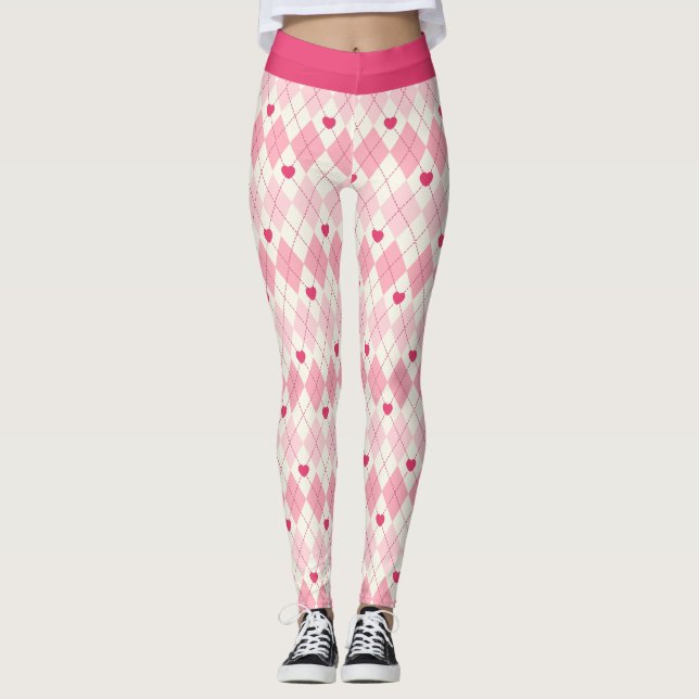 Pink Hearts and Diamonds Leggings (Front)