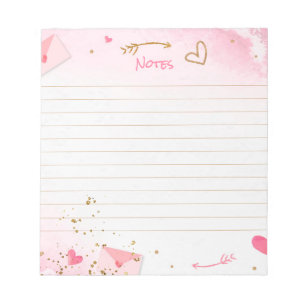Pink Hearts and Glitter Tear Away Notepad