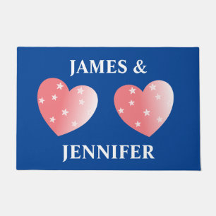 Pink Hearts And Names Doormat