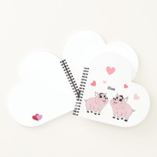 Pink hearts and piggy notebook