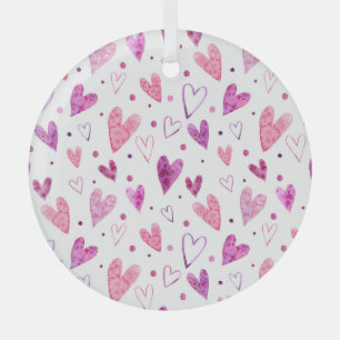 Pink Hearts and Polka Dots: Romantic Delight. Glass Tree Decoration