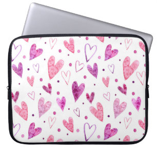 Pink Hearts and Polka Dots: Romantic Delight. Laptop Sleeve