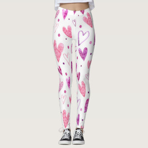 Pink Hearts and Polka Dots: Romantic Delight. Leggings