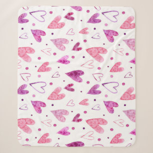Pink Hearts and Polka Dots: Romantic Delight. Sherpa Blanket
