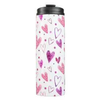 Pink Hearts and Polka Dots: Romantic Delight. Thermal Tumbler