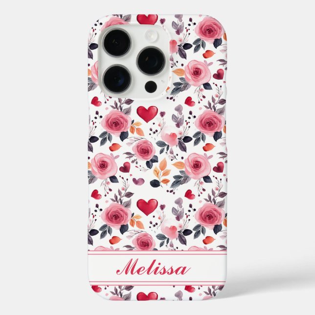 Pink Hearts And Roses  Case-Mate iPhone Case (Back)