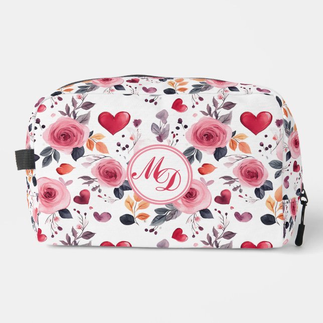 Pink Hearts and Roses  Dopp Kit (Front)