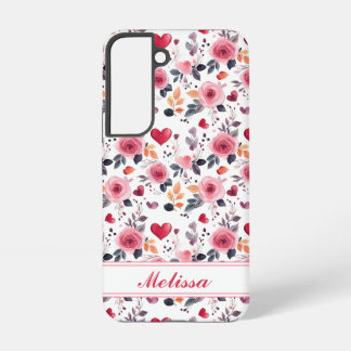Pink Hearts And Roses  Samsung Galaxy Case