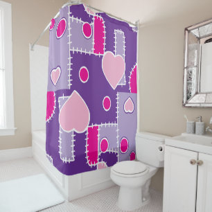 Pink Hearts and shapes whimsical cute Shower Curtain