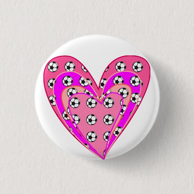 Pink Hearts And Soccer Balls Pattern 3 Cm Round Badge (Front)