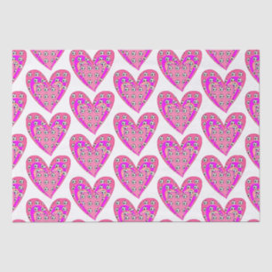 Pink Hearts And Soccer Balls Pattern Tissue Paper