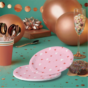 Pink Hearts and Sparkles Party Paper Plates