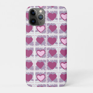 Pink Hearts and Squares Love Xoxo iPhone 11 Pro Case