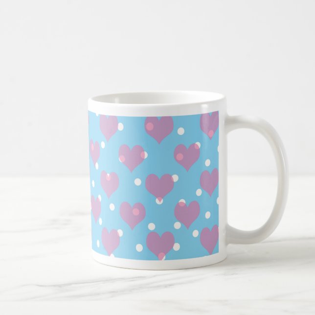 Pink hearts and white polka dots coffee mug (Right)