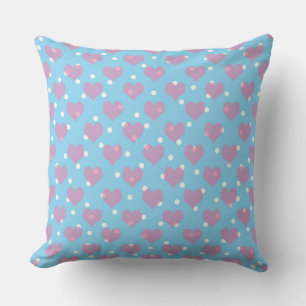 Pink hearts and white polka dots cushion