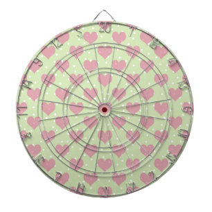 Pink hearts and white polka dots pattern dartboard