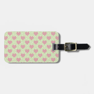 Pink hearts and white polka dots pattern luggage tag