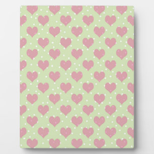 Pink hearts and white polka dots pattern plaque