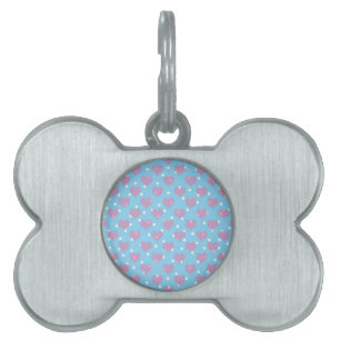 Pink hearts and white polka dots pet ID tag