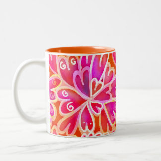 Pink Hearts Artwork Two-Tone Coffee Mug