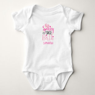 Pink Hearts Baby Footprints Sassy Since Birth Baby Bodysuit
