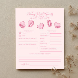 Pink Hearts Baby Predictions & Advice Card