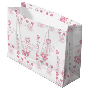 Pink Hearts Baby Shower Large Gift Bag
