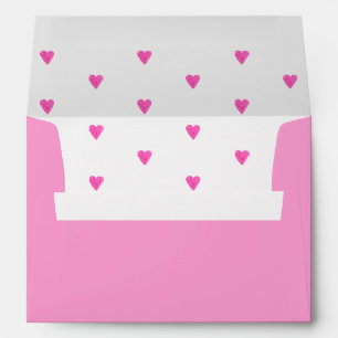 Pink Hearts Baby Shower Return Address Envelope