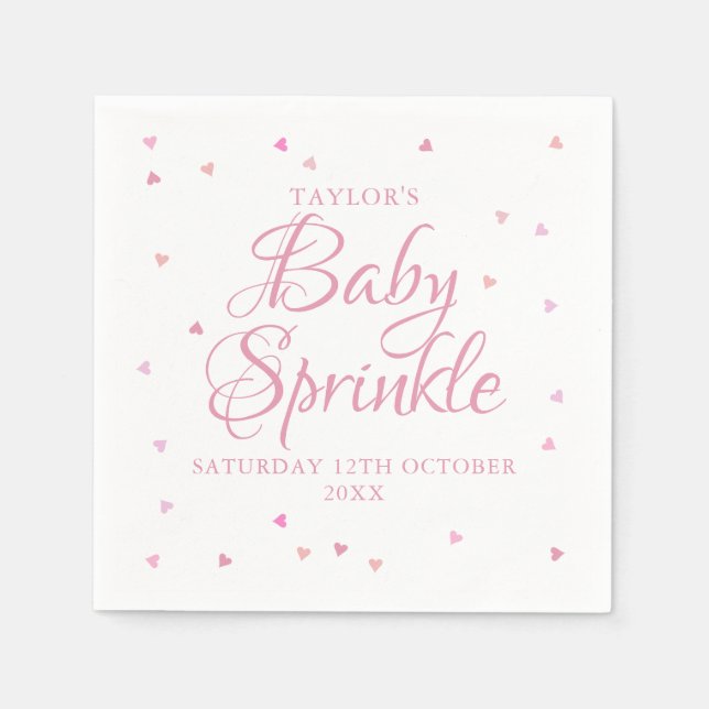 Pink hearts baby sprinkle napkin (Front)