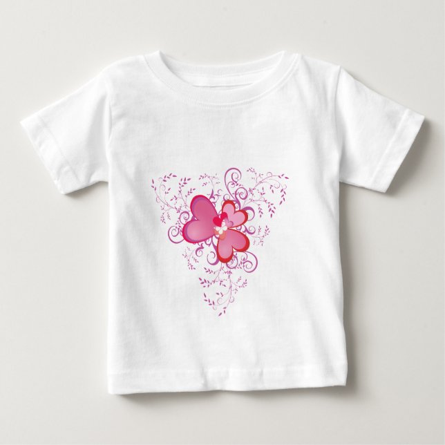 Pink Hearts Baby T-Shirt (Front)