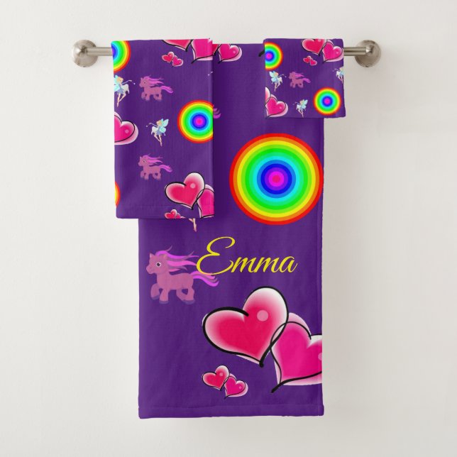 Pink Hearts Bathroom Towel Sets (Insitu)