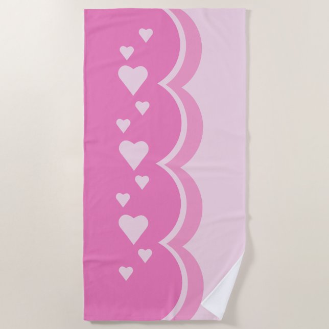 Pink Hearts Beach Towel (Front)