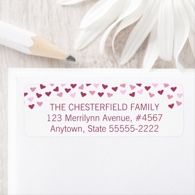 Pink Hearts Border Return Address Label (Insitu)