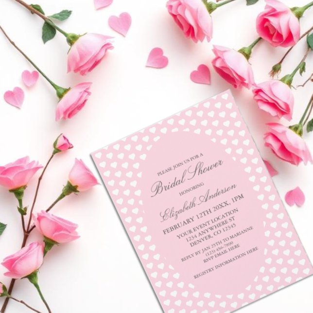 Pink Hearts Bridal Shower Invitation (Creator Uploaded)